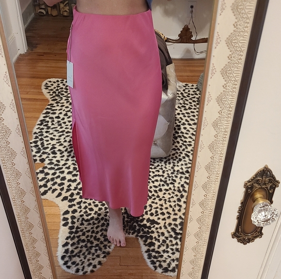 Barbie Pink Satin Midi Skirt - Picture 1 of 7